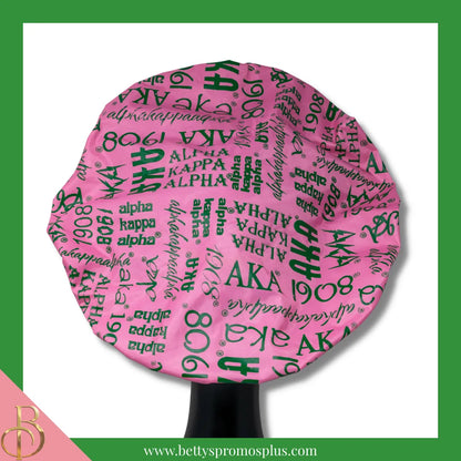 Alpha Kappa Alpha AKA Signature Shower Cap-Alpha Kappa Alpha Paraphernalia-Alpha Kappa Alpha Shower Cap-Betty's Promos Plus