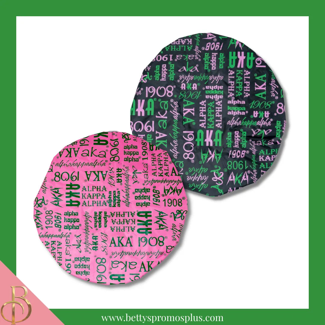 Alpha Kappa Alpha AKA Signature Shower Cap-Alpha Kappa Alpha Paraphernalia-Alpha Kappa Alpha Shower Cap-Betty's Promos Plus