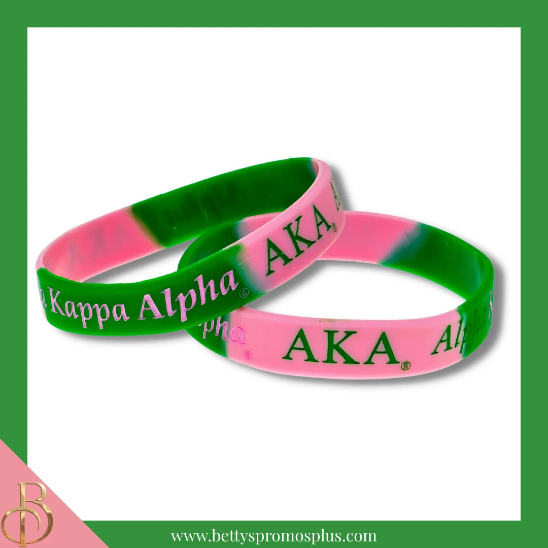 Alpha Kappa Alpha AKA Silicone Wristband Rubber Bracelet-Pink-Alpha Kappa Alpha Paraphernalia-Alpha Kappa Alpha Bracelet-Betty's Promos Plus