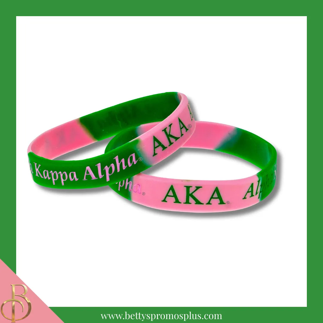 Alpha Kappa Alpha AKA Silicone Wristband Rubber Bracelet-Pink-Alpha Kappa Alpha Paraphernalia-Alpha Kappa Alpha Bracelet-Betty's Promos Plus
