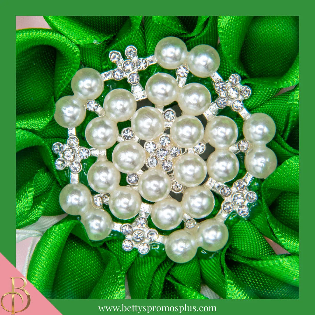 Alpha Kappa Alpha AKA Silk Flower Brooch-Alpha Kappa Alpha Paraphernalia-Alpha Kappa Alpha Lapel Pin-Betty's Promos Plus