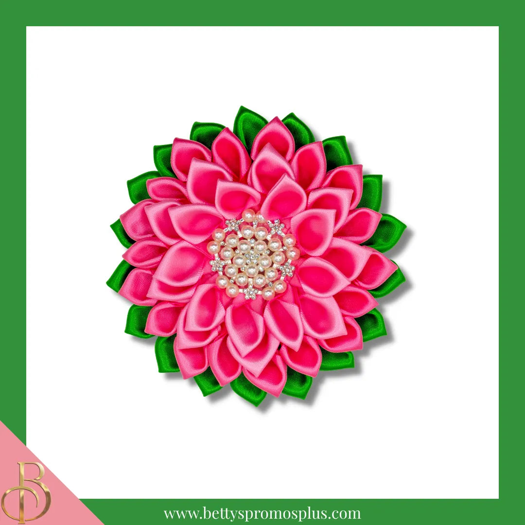 Alpha Kappa Alpha AKA Silk Flower Brooch-Alpha Kappa Alpha Paraphernalia-Alpha Kappa Alpha Lapel Pin-Betty's Promos Plus