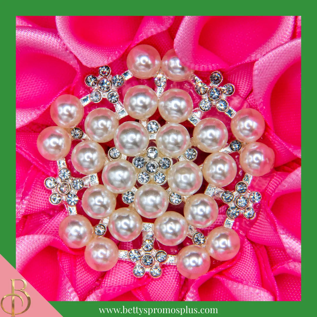 Alpha Kappa Alpha AKA Silk Flower Brooch