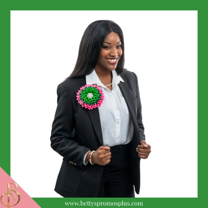 Alpha Kappa Alpha AKA Silk Flower Brooch-Alpha Kappa Alpha Paraphernalia-Alpha Kappa Alpha Lapel Pin-Betty's Promos Plus