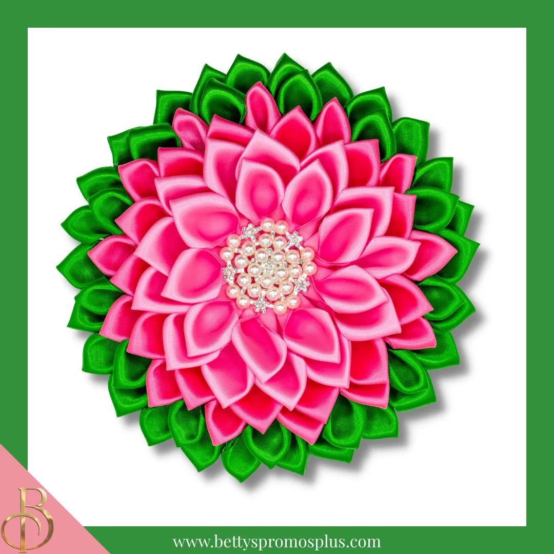 Alpha Kappa Alpha AKA Silk Flower Brooch-Alpha Kappa Alpha Paraphernalia-Alpha Kappa Alpha Lapel Pin-Betty's Promos Plus