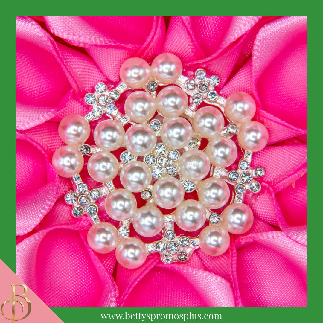 Alpha Kappa Alpha AKA Silk Flower Brooch-Alpha Kappa Alpha Paraphernalia-Alpha Kappa Alpha Lapel Pin-Betty's Promos Plus