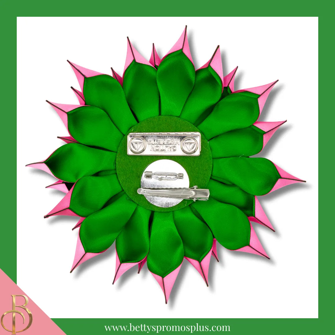 Alpha Kappa Alpha AKA Silk Flower Brooch with Rhinestone AKA Ivy-Alpha Kappa Alpha Paraphernalia-Alpha Kappa Alpha Lapel Pin-Betty's Promos Plus
