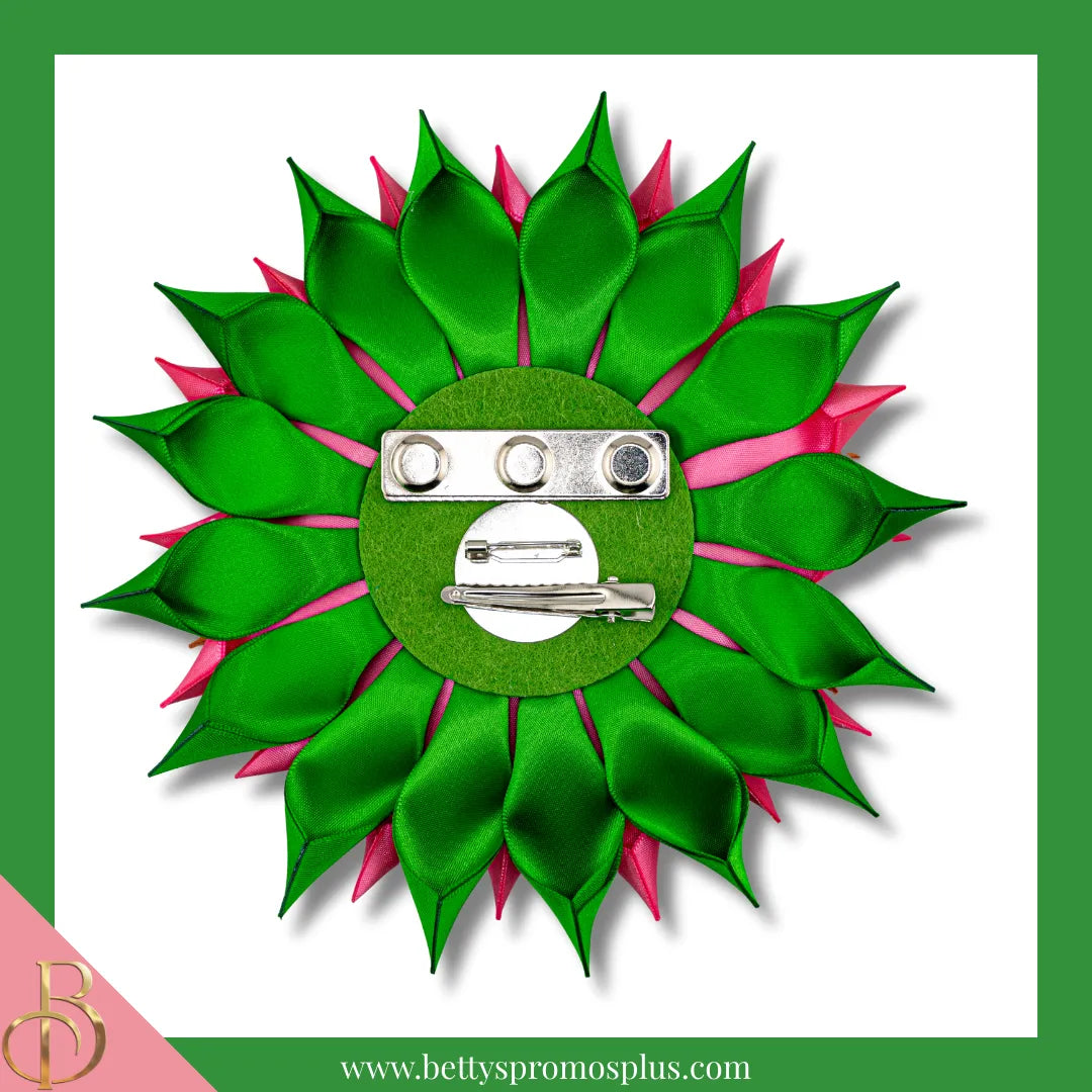 Alpha Kappa Alpha AKA Silk Flower Brooch with Rhinestone AKA Ivy for Golden Soror and Silver Star-Alpha Kappa Alpha Paraphernalia-Alpha Kappa Alpha Lapel Pin-Betty's Promos Plus