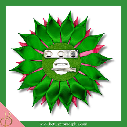 Alpha Kappa Alpha AKA Silk Flower Brooch with Rhinestone AKA Ivy for Golden Soror and Silver Star-Alpha Kappa Alpha Paraphernalia-Alpha Kappa Alpha Lapel Pin-Betty's Promos Plus
