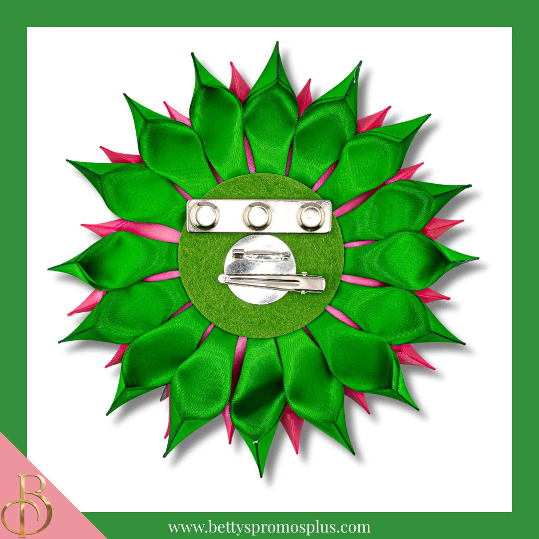 Alpha Kappa Alpha AKA Silk Flower Brooch with Rhinestone AKA Ivy for Golden Soror and Silver Star-Alpha Kappa Alpha Paraphernalia-Alpha Kappa Alpha Lapel Pin-Betty's Promos Plus