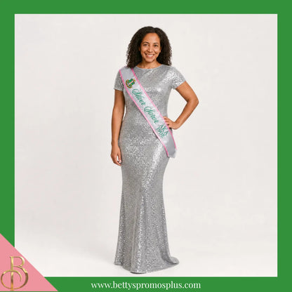 Alpha Kappa Alpha AKA Silver Soror Sash-Alpha Kappa Alpha Paraphernalia-Alpha Kappa Alpha Sash-Betty's Promos Plus