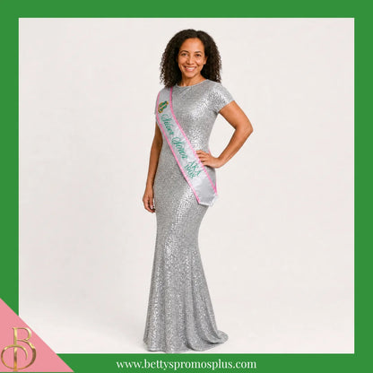 Alpha Kappa Alpha AKA Silver Soror Sash-Alpha Kappa Alpha Paraphernalia-Alpha Kappa Alpha Sash-Betty's Promos Plus