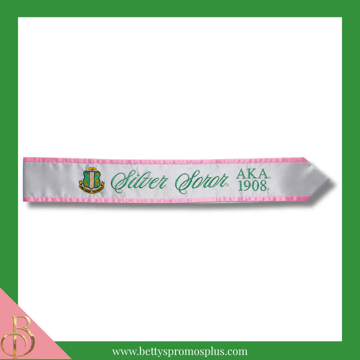 Alpha Kappa Alpha AKA Silver Soror Sash