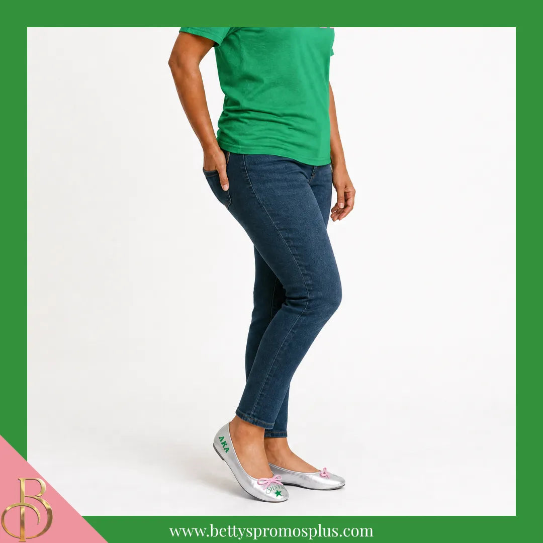 Alpha Kappa Alpha AKA Silver Star Ballet Flats with Carrying Case-Alpha Kappa Alpha Paraphernalia-Alpha Kappa Alpha Ballet Flats-Betty's Promos Plus