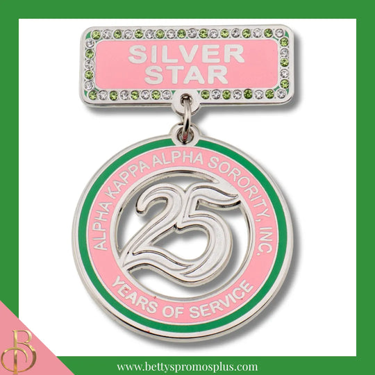 Alpha Kappa Alpha AKA Silver Star Lapel Pin with Rhinestones-Alpha Kappa Alpha Paraphernalia-Alpha Kappa Alpha Lapel Pin-Betty's Promos Plus
