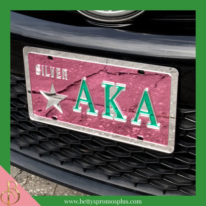 Alpha Kappa Alpha AKA Silver Star Laser Engraved Mirrored Acrylic Auto Tag License Plate-Alpha Kappa Alpha Paraphernalia-Alpha Kappa Alpha Auto Tag-Betty's Promos Plus