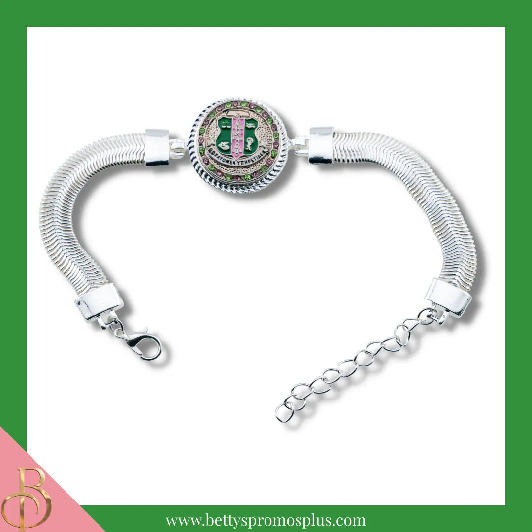Alpha Kappa Alpha AKA Snap Button Bracelet Jewelry with Interchangeable Snaps-Alpha Kappa Alpha Paraphernalia-Alpha Kappa Alpha Bracelet-Betty's Promos Plus