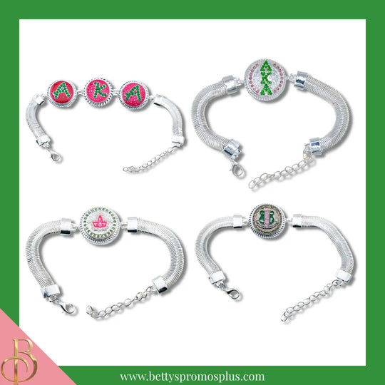 Alpha Kappa Alpha AKA Snap Button Bracelet Jewelry with Interchangeable Snaps-Alpha Kappa Alpha Paraphernalia-Alpha Kappa Alpha Bracelet-Betty's Promos Plus