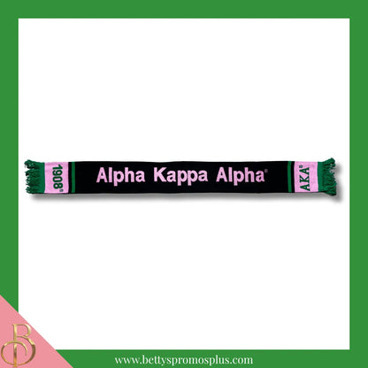 Alpha Kappa Alpha AKA Sorority Knit Scarf-Alpha Kappa Alpha Paraphernalia-Alpha Kappa Alpha Scarf-Betty's Promos Plus