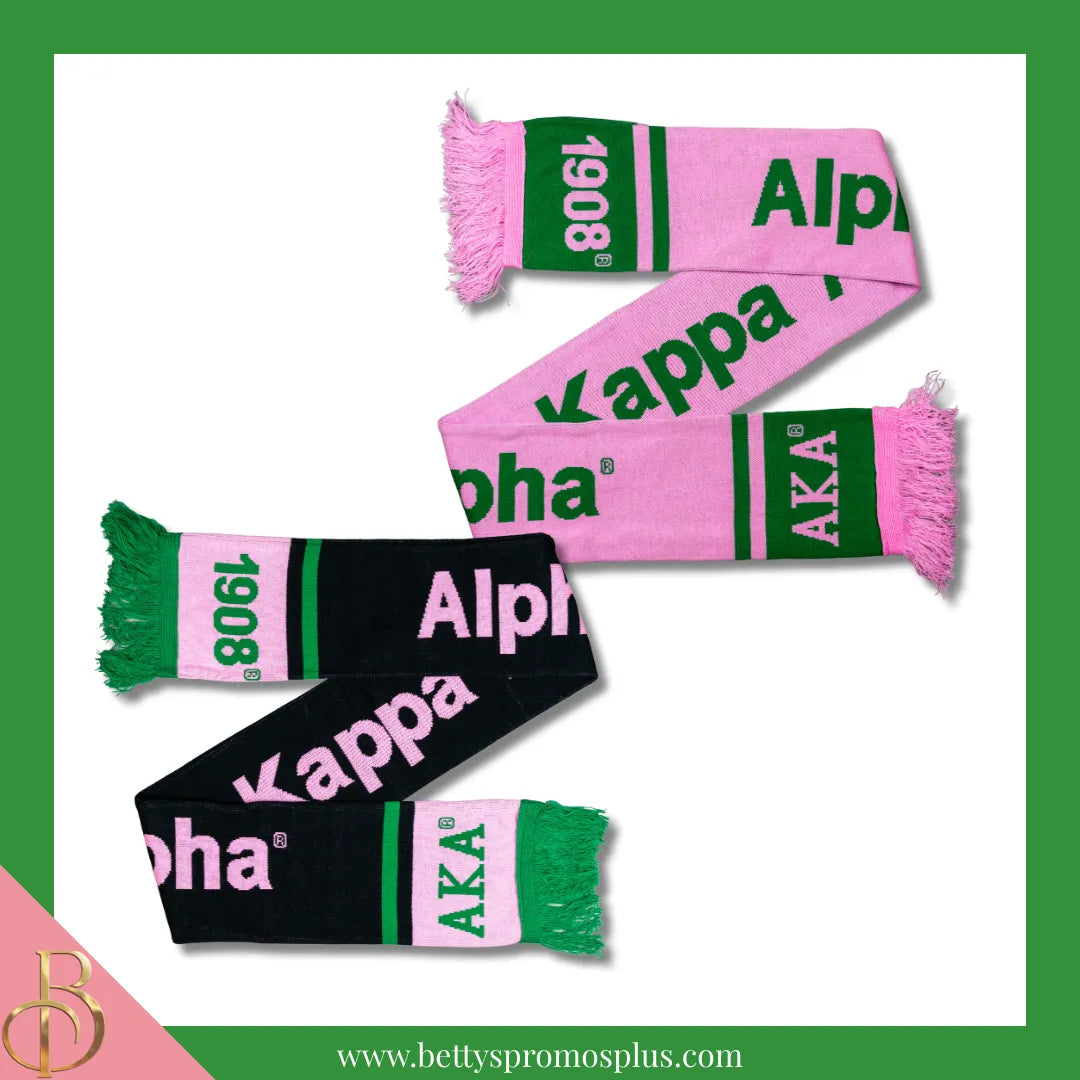 Alpha Kappa Alpha AKA Sorority Knit Scarf-Alpha Kappa Alpha Paraphernalia-Alpha Kappa Alpha Scarf-Betty's Promos Plus