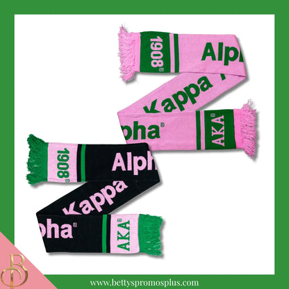 Alpha Kappa Alpha AKA Sorority Knit Scarf-Alpha Kappa Alpha Paraphernalia-Alpha Kappa Alpha Scarf-Betty's Promos Plus