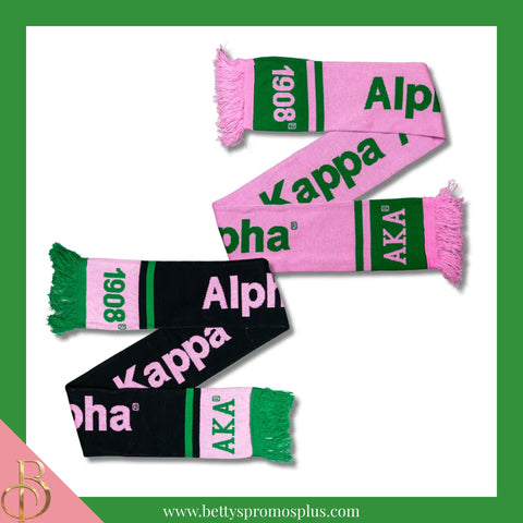 Alpha Kappa Alpha AKA Sorority Knit Scarf-Alpha Kappa Alpha Paraphernalia-Alpha Kappa Alpha Scarf-Betty's Promos Plus