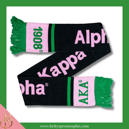 Alpha Kappa Alpha AKA Sorority Knit Scarf-Black-Alpha Kappa Alpha Paraphernalia-Alpha Kappa Alpha Scarf-Betty's Promos Plus