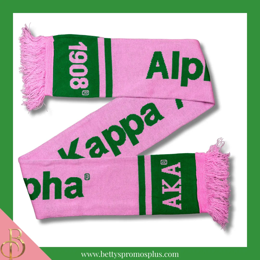 Alpha Kappa Alpha AKA Sorority Knit Scarf-Pink-Alpha Kappa Alpha Paraphernalia-Alpha Kappa Alpha Scarf-Betty's Promos Plus