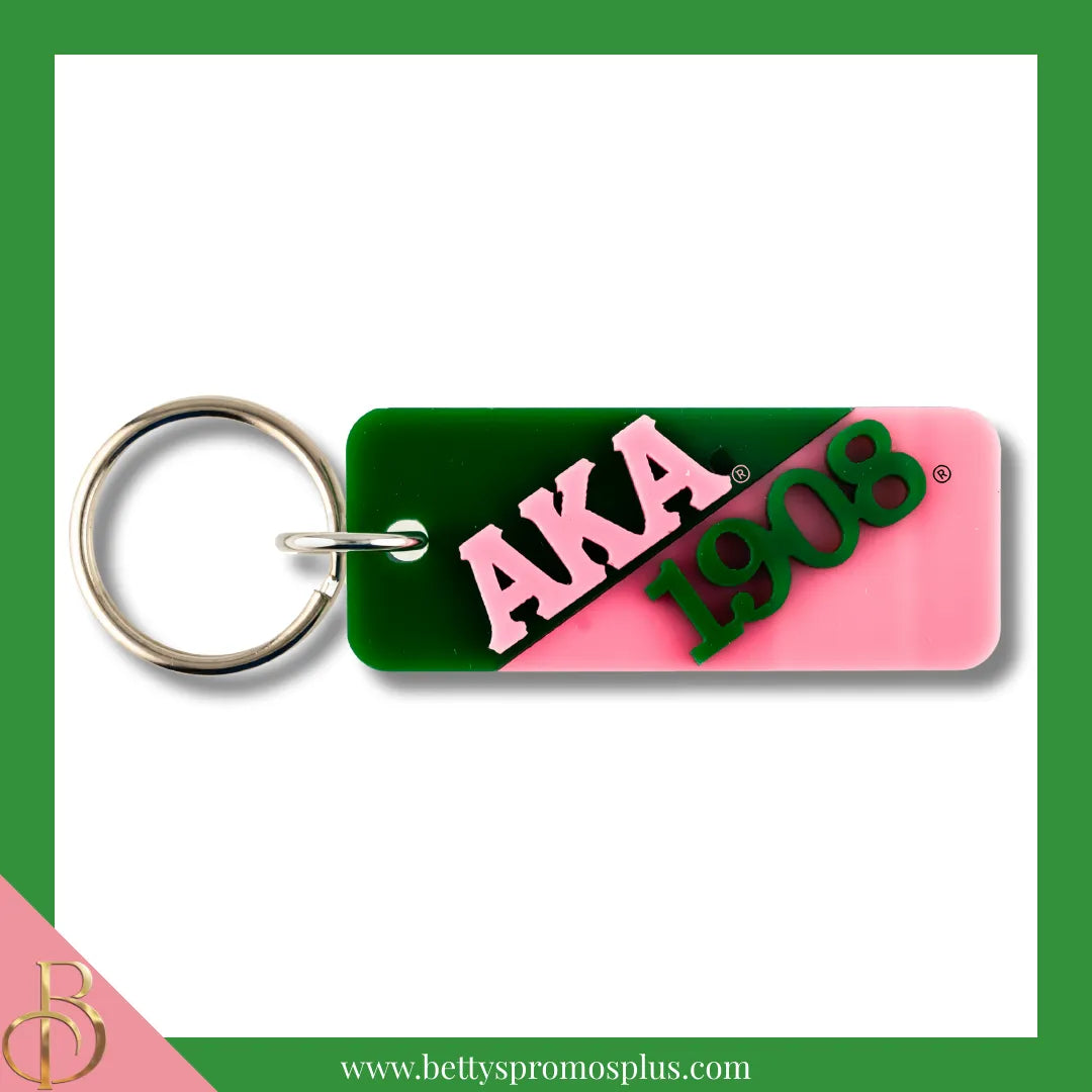Alpha Kappa Alpha AKA Split Acrylic Keychain-AKA/1908-Alpha Kappa Alpha Paraphernalia-Alpha Kappa Alpha Keychain-Betty's Promos Plus