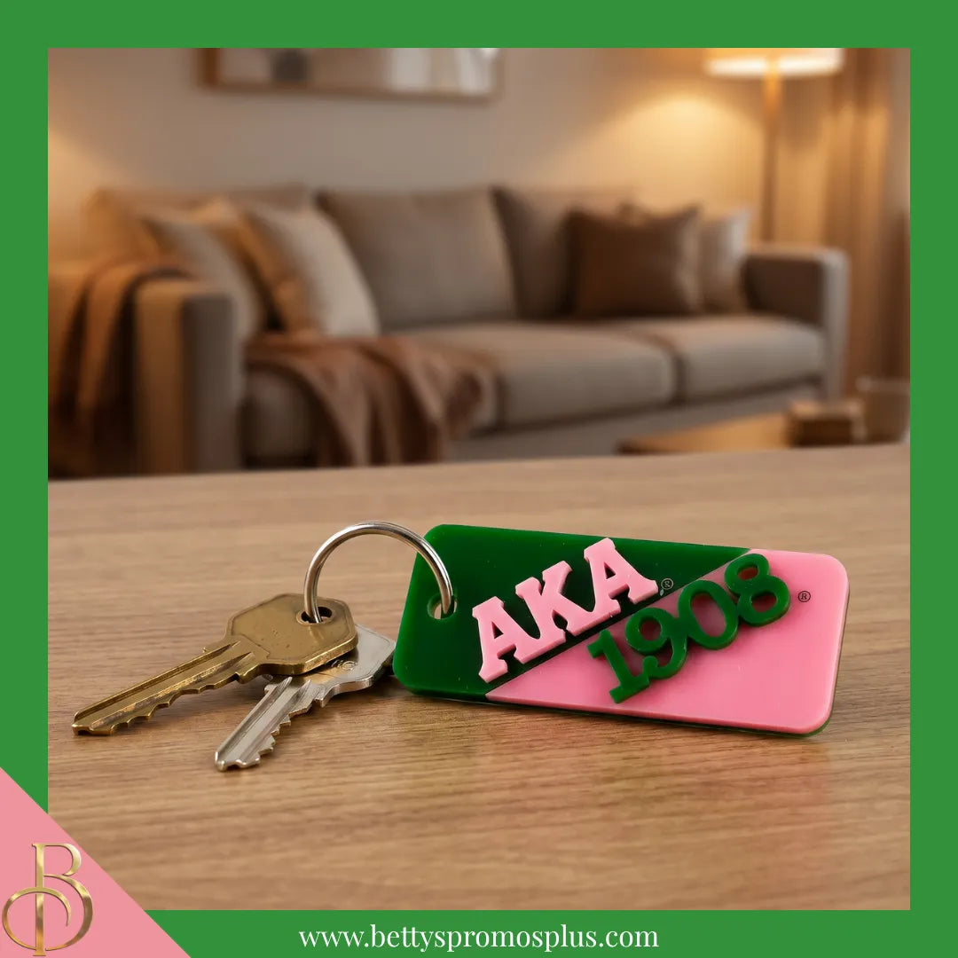 Alpha Kappa Alpha AKA Split Acrylic Keychain-Alpha Kappa Alpha Paraphernalia-Alpha Kappa Alpha Keychain-Betty's Promos Plus