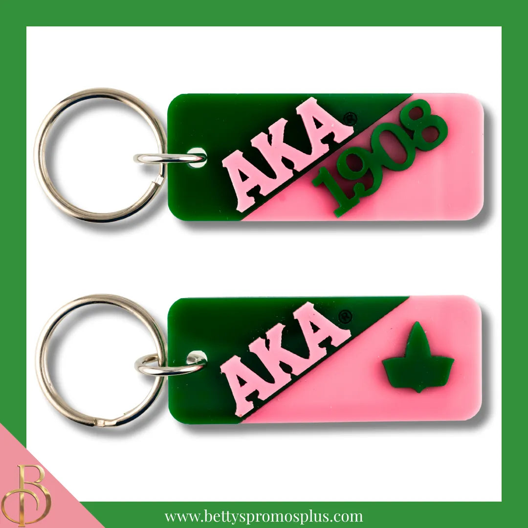 Alpha Kappa Alpha AKA Split Acrylic Keychain-Alpha Kappa Alpha Paraphernalia-Alpha Kappa Alpha Keychain-Betty's Promos Plus