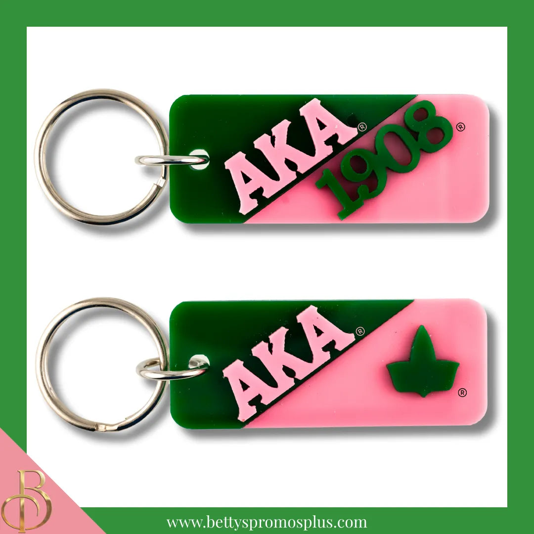 Alpha Kappa Alpha AKA Split Acrylic Keychain-Alpha Kappa Alpha Paraphernalia-Alpha Kappa Alpha Keychain-Betty's Promos Plus