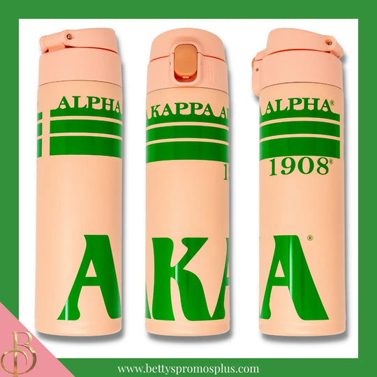 Alpha Kappa Alpha AKA Stainless Steel Water Bottle with Flip Top-Alpha Kappa Alpha Paraphernalia-Alpha Kappa Alpha Water Bottle-Betty's Promos Plus