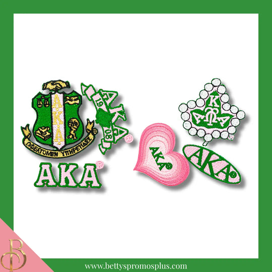 Alpha Kappa Alpha AKA Stick-On Embroidered Patch Set of 3 Patches-Alpha Kappa Alpha Paraphernalia-Alpha Kappa Alpha Patch-Betty's Promos Plus