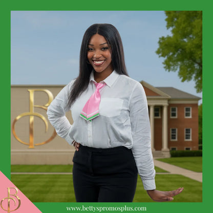 Alpha Kappa Alpha AKA Striped Pre-Tied Adjustable Necktie-Alpha Kappa Alpha Paraphernalia-Alpha Kappa Alpha Bow Tie-Betty's Promos Plus