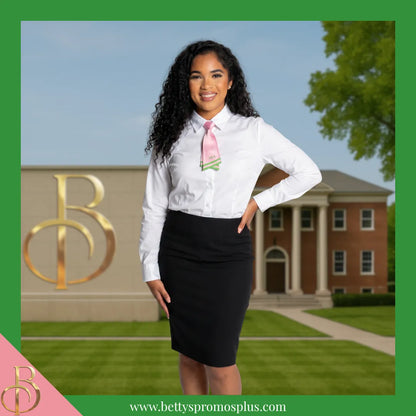 Alpha Kappa Alpha AKA Striped Pre-Tied Adjustable Necktie-Alpha Kappa Alpha Paraphernalia-Alpha Kappa Alpha Bow Tie-Betty's Promos Plus