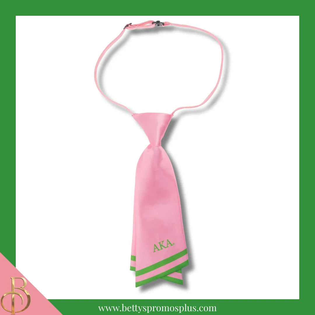 Alpha Kappa Alpha AKA Striped Pre-Tied Adjustable Necktie-Pink-Alpha Kappa Alpha Paraphernalia-Alpha Kappa Alpha Bow Tie-Betty's Promos Plus