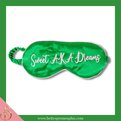 Alpha Kappa Alpha AKA "Sweet AKA Dreams" Sleep Mask-Green-Alpha Kappa Alpha Paraphernalia-Alpha Kappa Alpha Sleep Mask-Betty's Promos Plus