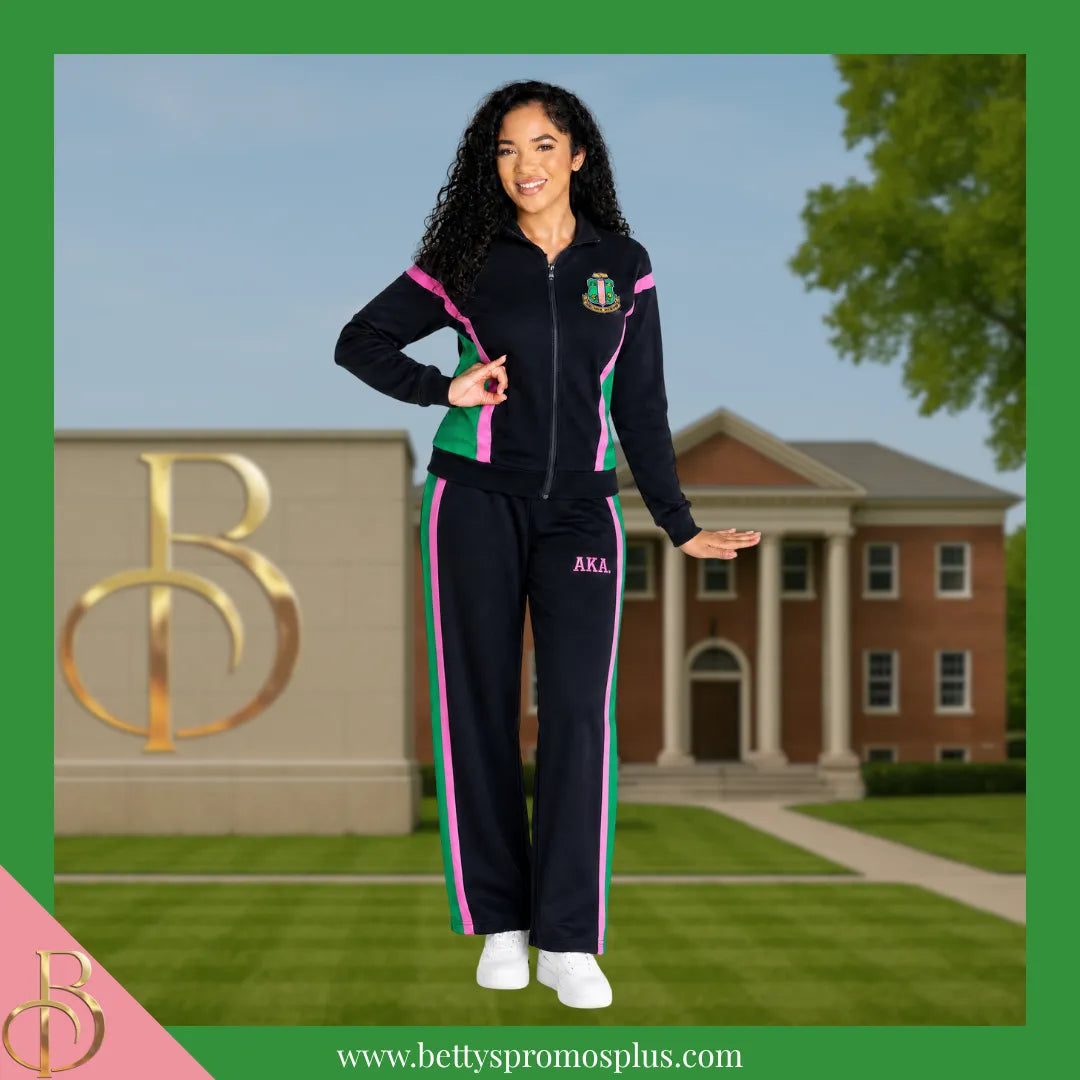 Alpha Kappa Alpha AKA Track Suit Set-Alpha Kappa Alpha Paraphernalia-Alpha Kappa Alpha Track Suit-Betty's Promos Plus