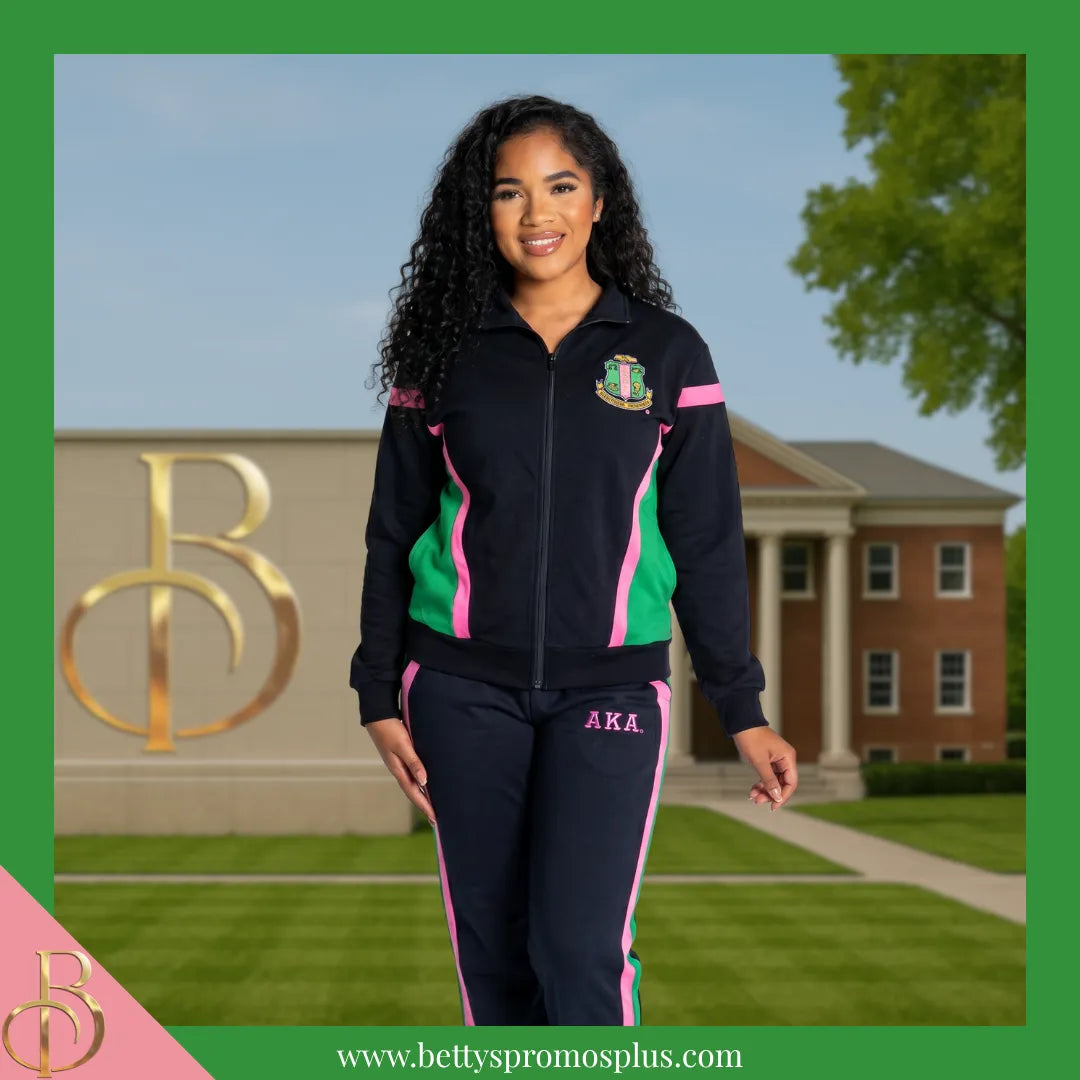 Alpha Kappa Alpha AKA Track Suit Set-Alpha Kappa Alpha Paraphernalia-Alpha Kappa Alpha Track Suit-Betty's Promos Plus
