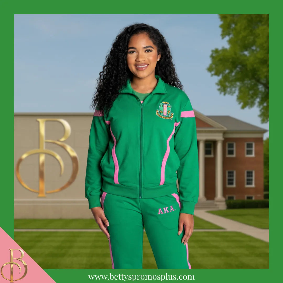 Alpha Kappa Alpha AKA Track Suit Set-Alpha Kappa Alpha Paraphernalia-Alpha Kappa Alpha Track Suit-Betty's Promos Plus