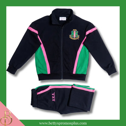 Alpha Kappa Alpha AKA Track Suit Set-Black-Small-Alpha Kappa Alpha Paraphernalia-Alpha Kappa Alpha Track Suit-Betty's Promos Plus