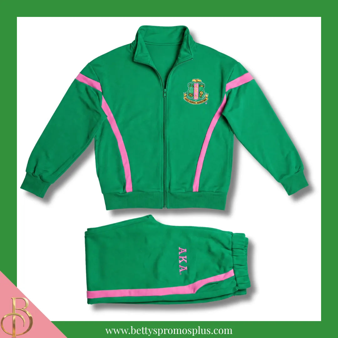 Alpha Kappa Alpha AKA Track Suit Set-Green-Small-Alpha Kappa Alpha Paraphernalia-Alpha Kappa Alpha Track Suit-Betty's Promos Plus