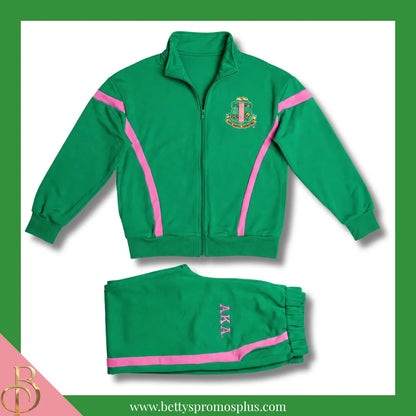 Alpha Kappa Alpha AKA Track Suit Set-Green-Small-Alpha Kappa Alpha Paraphernalia-Alpha Kappa Alpha Track Suit-Betty's Promos Plus