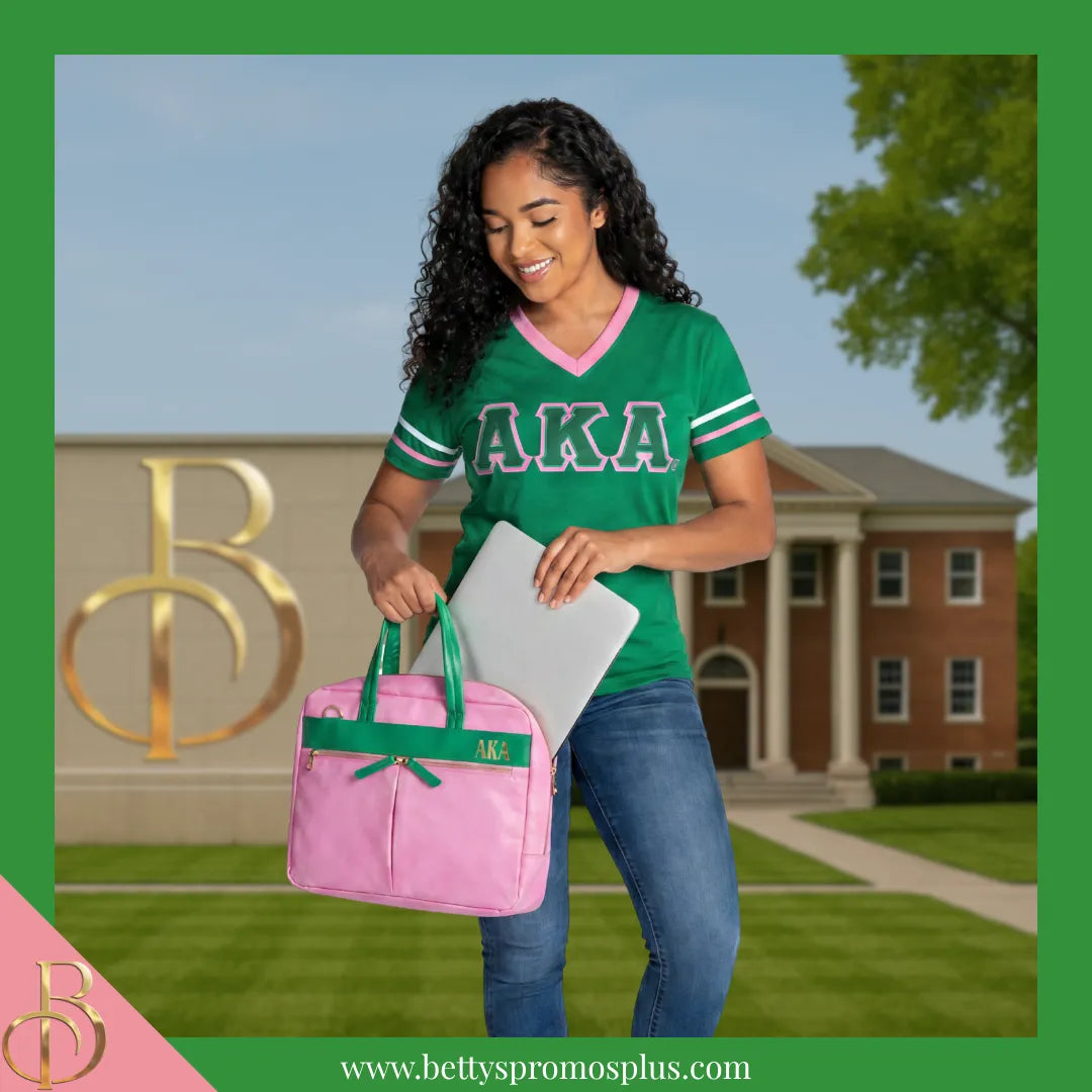 Alpha Kappa Alpha AKA Two-Tone Briefcase Laptop Bag-Alpha Kappa Alpha Paraphernalia-Alpha Kappa Alpha Briefcase-Betty's Promos Plus