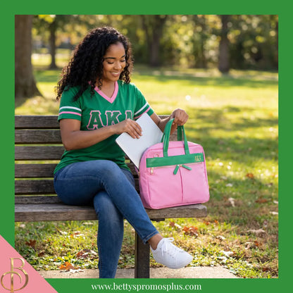 Alpha Kappa Alpha AKA Two-Tone Briefcase Laptop Bag-Alpha Kappa Alpha Paraphernalia-Alpha Kappa Alpha Briefcase-Betty's Promos Plus