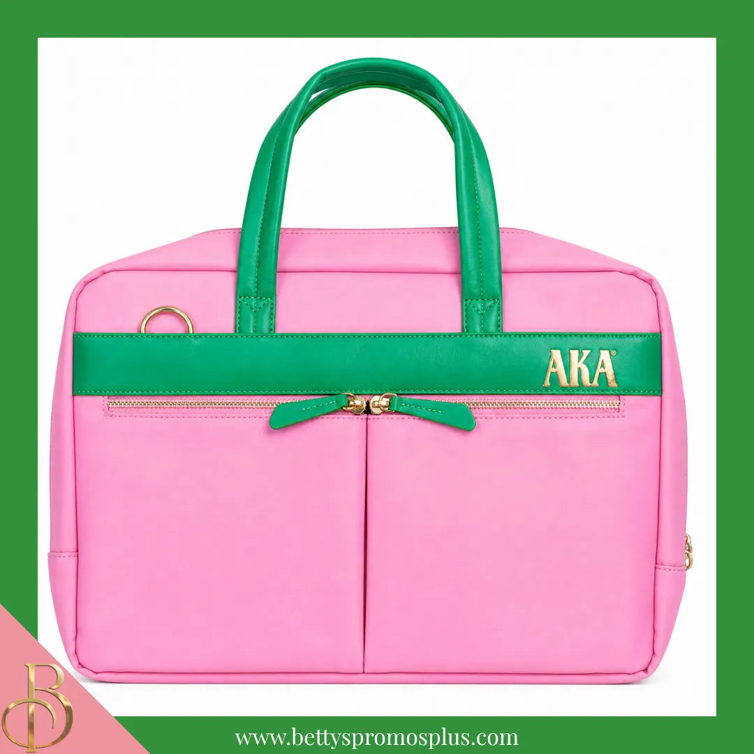 Alpha Kappa Alpha AKA Two-Tone Briefcase Laptop Bag-Pink-Alpha Kappa Alpha Paraphernalia-Alpha Kappa Alpha Briefcase-Betty's Promos Plus