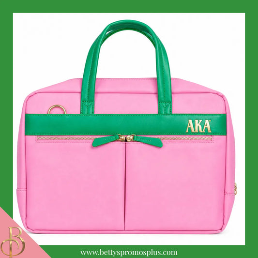 Alpha Kappa Alpha AKA Two-Tone Briefcase Laptop Bag-Pink-Alpha Kappa Alpha Paraphernalia-Alpha Kappa Alpha Briefcase-Betty's Promos Plus