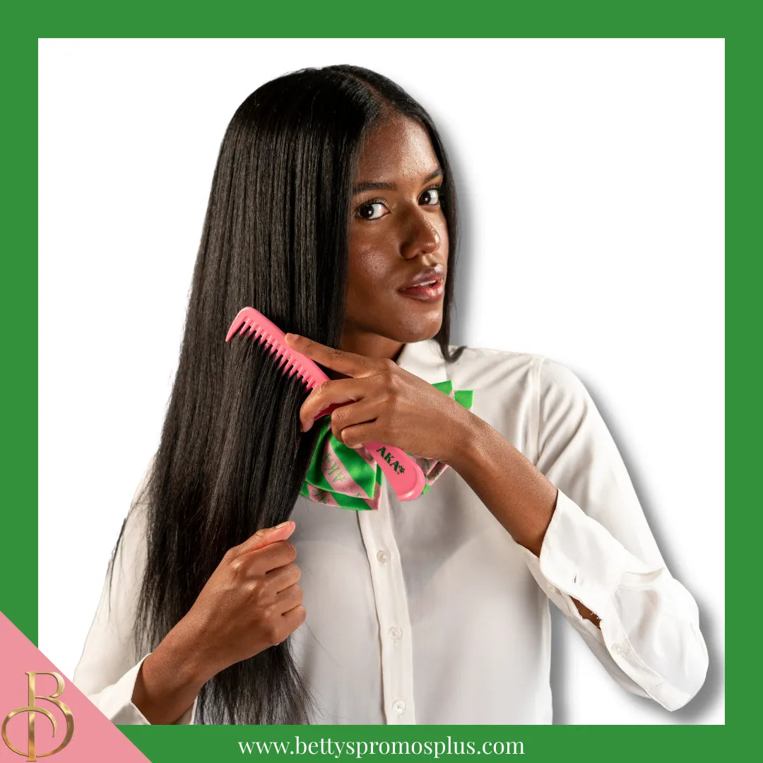 Alpha Kappa Alpha AKA Unbreakable Detangling Hair Comb-Alpha Kappa Alpha Paraphernalia-Alpha Kappa Alpha Comb-Betty's Promos Plus