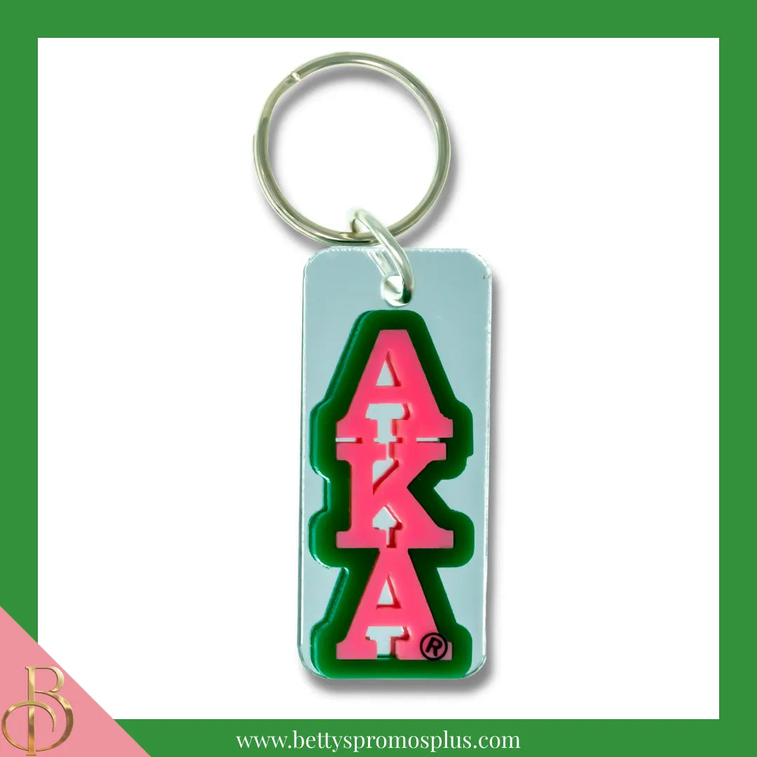 Alpha Kappa Alpha AKA Vertical Block Acrylic Keychain-Alpha Kappa Alpha Paraphernalia-Alpha Kappa Alpha Keychain-Betty's Promos Plus